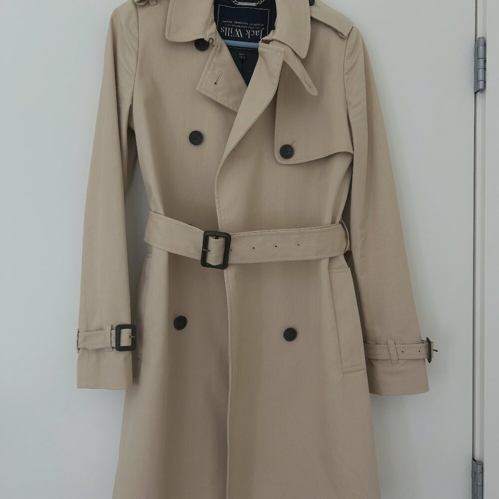 Jack Wills Traditional Belted Trench Coat - Stone / US 2 - Like New